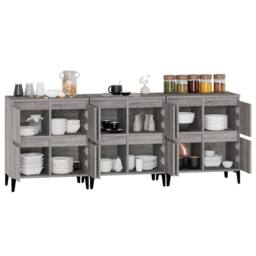 Berkfield Home Sideboards 3 pcs Grey Sonoma 60x35x70 cm Engineered Wood - Size: 60 x 35 x 70 cm - thumbnail 5