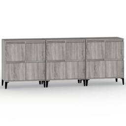 Berkfield Home Sideboards 3 pcs Grey Sonoma 60x35x70 cm Engineered Wood - Size: 60 x 35 x 70 cm - thumbnail 1