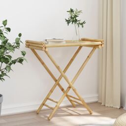 Berkfield Home Folding Tray Table 70.5x42.5x80 cm Bamboo in Brown - thumbnail 4