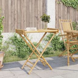 Berkfield Home Folding Tray Table 70.5x42.5x80 cm Bamboo in Brown - thumbnail 3