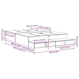 Berkfield Home Storage Bed Frame Grey sonoma Engineered wood 160 x 200 cm - thumbnail 9