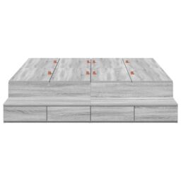Berkfield Home Storage Bed Frame Grey sonoma Engineered wood 160 x 200 cm - thumbnail 6