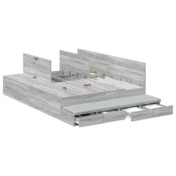 Berkfield Home Storage Bed Frame Grey sonoma Engineered wood 160 x 200 cm - thumbnail 2