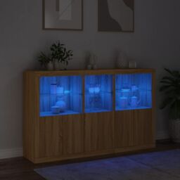 Berkfield Home Sideboard with LED Lights Sonoma Oak 162x37x100 cm in Brown - Size: 162 x 37 x 100 cm - thumbnail 5