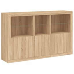 Berkfield Home Sideboard with LED Lights Sonoma Oak 162x37x100 cm in Brown - Size: 162 x 37 x 100 cm - thumbnail 3