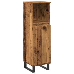 Berkfield Home Bathroom Cabinet Old Wood 30x30x100 cm Engineered Wood in Brown - Size: 30 x 30 x 100 cm - thumbnail 2