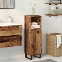 Berkfield Home Bathroom Cabinet Old Wood 30x30x100 cm Engineered Wood in Brown - Size: 30 x 30 x 100 cm - thumbnail 3