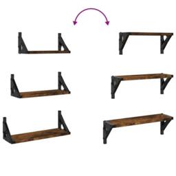Berkfield Home 3 Piece Wall Shelf Set Smoked Oak Engineered Wood in Brown - thumbnail 7