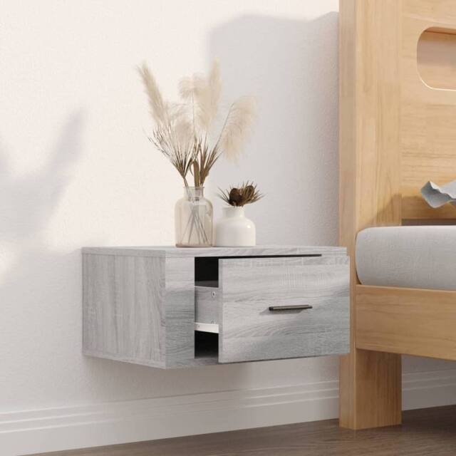 Berkfield Home Elegant Wall-mounted Bedside Cabinet Grey Sonoma 50x36x25 cm - Size: 50 x 36 x 25 cm - image 1