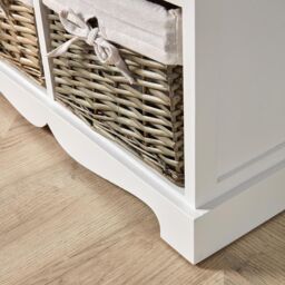 Home Source Lichfield 6 Wicker Basket Drawer Chest Storage Unit Fully Assembled in White - thumbnail 2