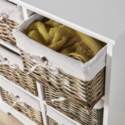 Home Source Lichfield 6 Wicker Basket Drawer Chest Storage Unit Fully Assembled in White - thumbnail 4