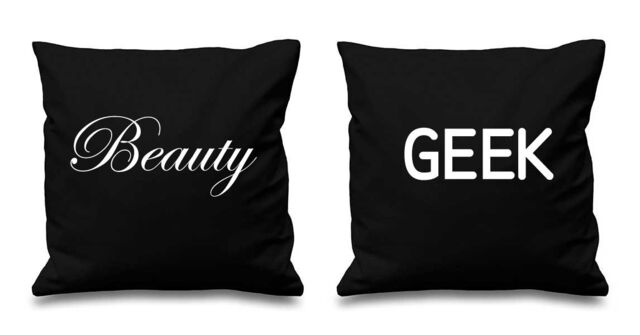 60 SECOND MAKEOVER Beauty & Geek Cushion Covers in Black - Size: 40 cm x 40 cm