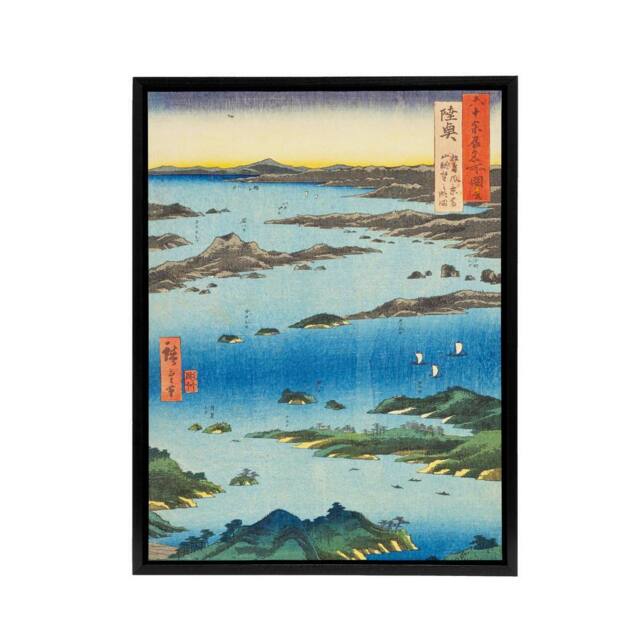 "Artery8 Hiroshige View Of Matsushima Framed Canvas Japanese Wall Art Print in Blue - Size: W12"" x H16""" - image 1