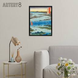"Artery8 Hiroshige View Of Matsushima Framed Canvas Japanese Wall Art Print in Blue - Size: W12"" x H16""" - thumbnail 3