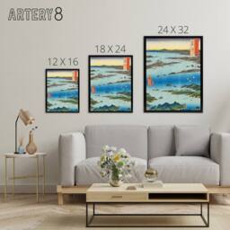 "Artery8 Hiroshige View Of Matsushima Framed Canvas Japanese Wall Art Print in Blue - Size: W12"" x H16""" - thumbnail 4