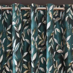 Sundour Madrid Eyelet Curtains in Bottle Green - Size: 168 cm width x 137 cm drop - thumbnail 2