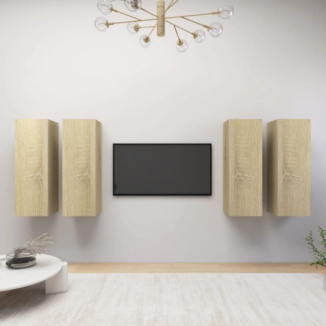 Berkfield Home TV Cabinets 4 pcs Sonoma Oak 30.5x30x90 cm Engineered Wood in Brown - image 1