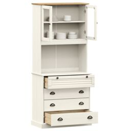 Berkfield Home Highboard VIGO White 80x40x176 cm Solid Wood Pine - Size: 80 x 40 x 176 cm - thumbnail 3