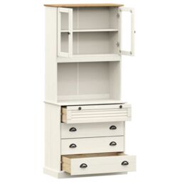 Berkfield Home Highboard VIGO White 80x40x176 cm Solid Wood Pine - Size: 80 x 40 x 176 cm - thumbnail 4