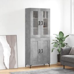 Berkfield Home Highboard Concrete Grey 69.5x34x180 cm Engineered Wood - thumbnail 1