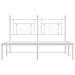 Berkfield Home Metal Bed Frame without Mattress with Headboard White 135x190cm - Size: 135x190 cm - thumbnail 5