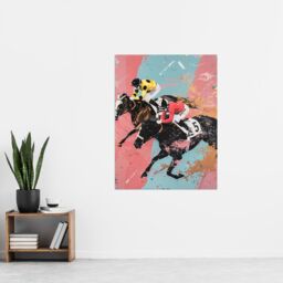 "Artery8 Horserace Jockeys Horse Racing Bold Dynamic Wall Art Print - Size: W24"" x H32""" - thumbnail 4