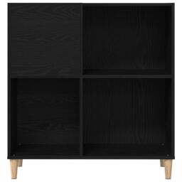 Berkfield Home Record Cabinet Black Oak 84, 5x38x89 cm Engineered Wood - Size: 5 x 38 x 89 cm - thumbnail 3