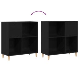 Berkfield Home Record Cabinet Black Oak 84, 5x38x89 cm Engineered Wood - Size: 5 x 38 x 89 cm - thumbnail 6