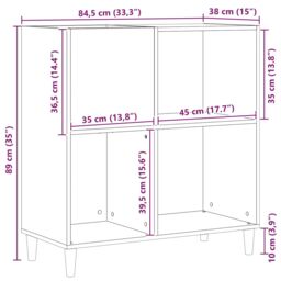 Berkfield Home Record Cabinet Black Oak 84, 5x38x89 cm Engineered Wood - Size: 5 x 38 x 89 cm - thumbnail 7