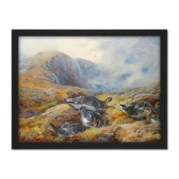 "Artery8 Wall Art Print Thorburn Danger Aloft Rock Ptarmigan Bird Painting Large Framed Wall Décor Art in Brown - Size: W18"" x H24""" - thumbnail 1