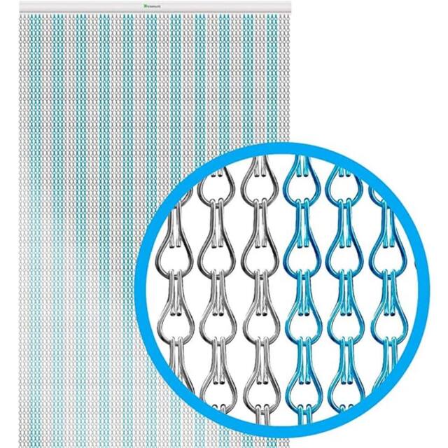 Xterminate Aluminium Fly Blind Door Screen Chain Curtain Silver & Blue - Size: 1 - image 1