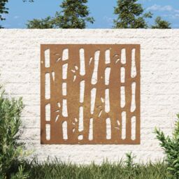 Berkfield Home Garden Wall Decoration 55x55 cm Corten Steel Bamboo Design in Brown