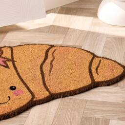 OHS Croissant Shaped Coir Doormat Novelty Non Slip Door Rug in Brown - Size: Medium - thumbnail 2