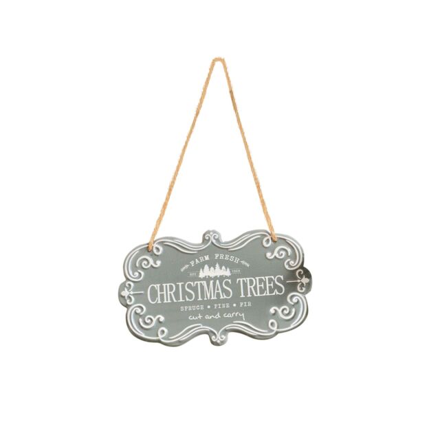 Melody Maison Green & White Christmas Trees Hanging Sign - 18cm X 10.5cm in Blue - Size: 18 cm X 10.5 cm - image 1