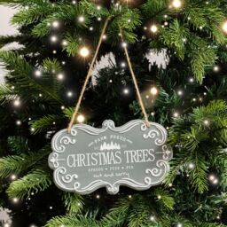 Melody Maison Green & White Christmas Trees Hanging Sign - 18cm X 10.5cm in Blue - Size: 18 cm X 10.5 cm - thumbnail 2