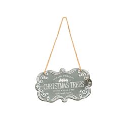 Melody Maison Green & White Christmas Trees Hanging Sign - 18cm X 10.5cm in Blue - Size: 18 cm X 10.5 cm - thumbnail 1