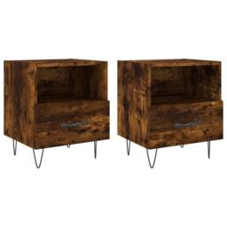 Berkfield Home Modern Bedside Cabinets 2 pcs Smoked Oak 40x35x47.5 cm Engineered Wood in Brown - thumbnail 3