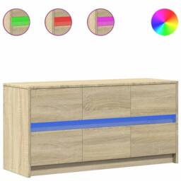 Berkfield Home TV Cabinet with LED Sonoma Oak 100x34x50 cm Engineered Wood in Light Brown - Size: 100 x 34 x 50 cm - thumbnail 1