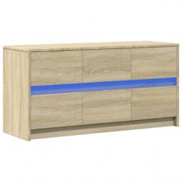 Berkfield Home TV Cabinet with LED Sonoma Oak 100x34x50 cm Engineered Wood in Light Brown - Size: 100 x 34 x 50 cm - thumbnail 3