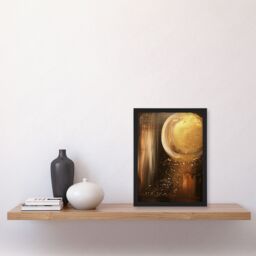 "Artery8 Full Moon Golden Glimmers Abstract Oil Painting Framed Wall Art in Brown - Size: W12"" x H16""" - thumbnail 4