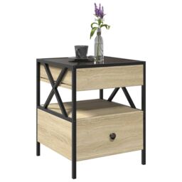 Berkfield Home Coffee Table with Infinity LED Sonoma Oak 40x40x51 cm in Brown - Size: 40 x 40 x 51 cm - thumbnail 5