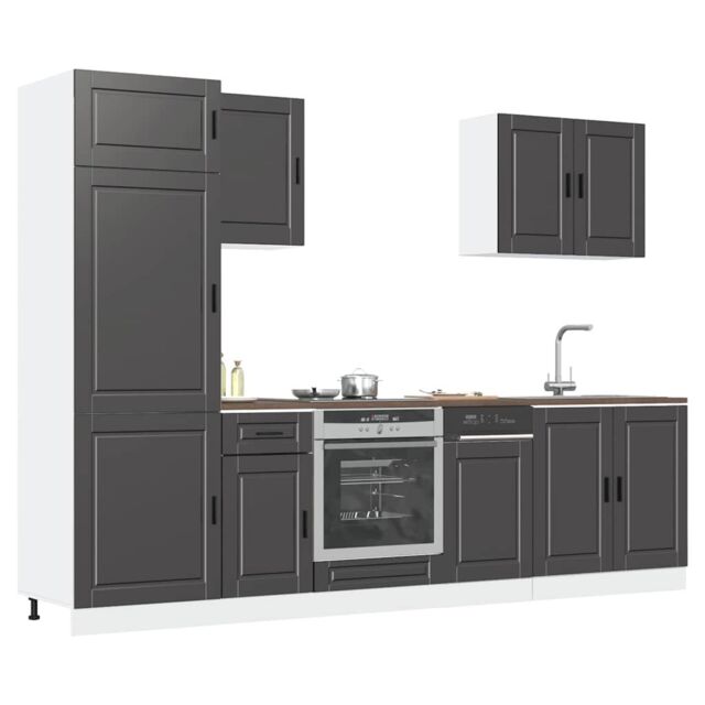 Berkfield Home 7 Piece Kitchen Cabinet Set Kalmar Black Engineered Wood - image 1
