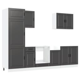 Berkfield Home 7 Piece Kitchen Cabinet Set Kalmar Black Engineered Wood - thumbnail 2