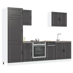 Berkfield Home 7 Piece Kitchen Cabinet Set Kalmar Black Engineered Wood - thumbnail 1