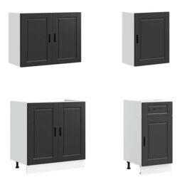 Berkfield Home 7 Piece Kitchen Cabinet Set Kalmar Black Engineered Wood - thumbnail 4