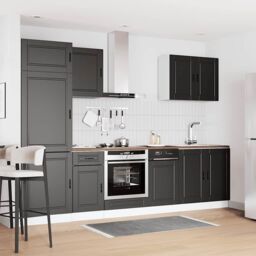 Berkfield Home 7 Piece Kitchen Cabinet Set Kalmar Black Engineered Wood - thumbnail 3