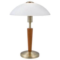 Loops Table Lamp Bronzed Nut Touch On & Off-Shade White Satin Glass Bulb E14 1x60W - thumbnail 1
