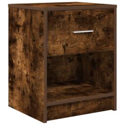 Berkfield Home Bedside Cabinet with Drawer Smoked Oak 40x34x50 cm in Brown - Size: 40 x 34 x 50 cm - thumbnail 2