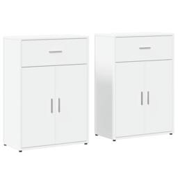 Berkfield Home Sideboards 2 pcs White 60x30x84 cm Engineered Wood - Size: 60 x 30 x 84 cm - thumbnail 3