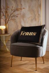 Laurence Llewelyn-Bowen 'Venus Signature' Velvet Filled Cushion in Black - Size: 40 cm x 60 cm - thumbnail 1